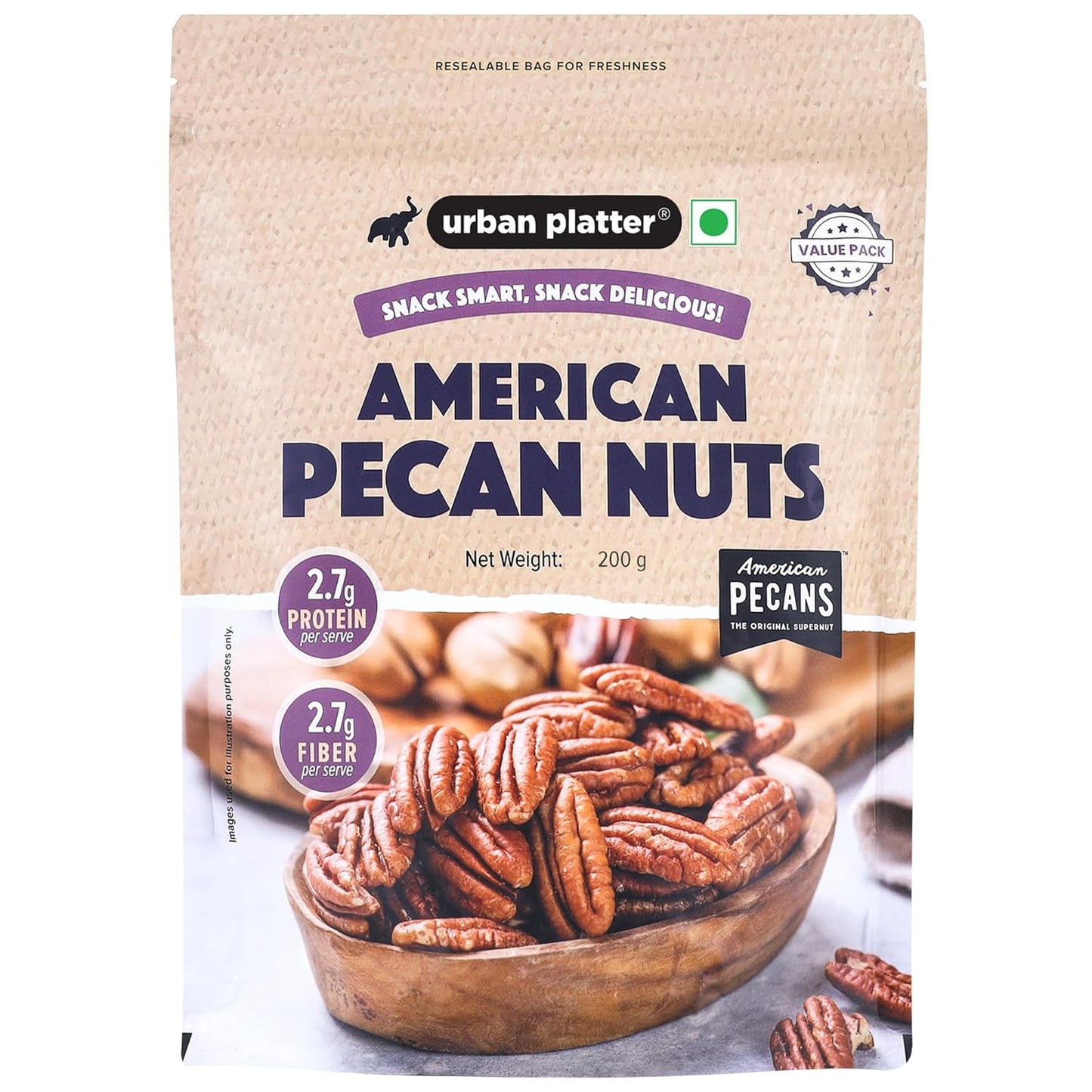 Urban Platter American Pecan Nuts, 200g (Rich in Protein &amp; Fiber, Crunchy ,Stored in Refrigeration for Long Lasting Freshness)