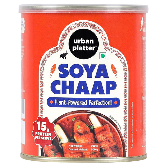 Urban Platter Soya Chaap in Brine, 800g (Canned | Chunks on Stick | Drained Weight - 500g, Rich in Plant Protein| Soy Chap)