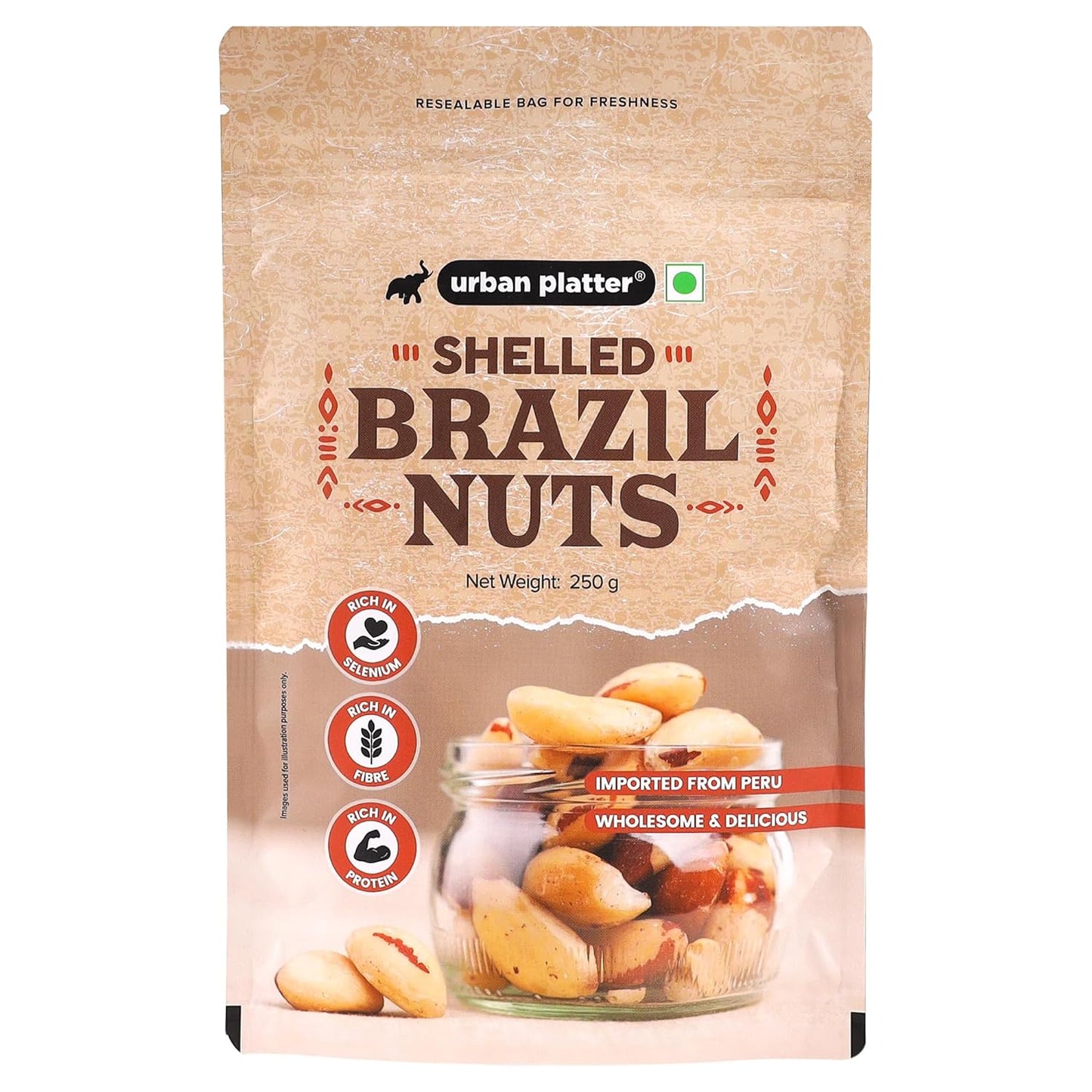 Urban Platter Exotic Fresh Brazil Nuts, 250 grams [Premium|Grade A|Rich In Selenium|Product Of Peru]